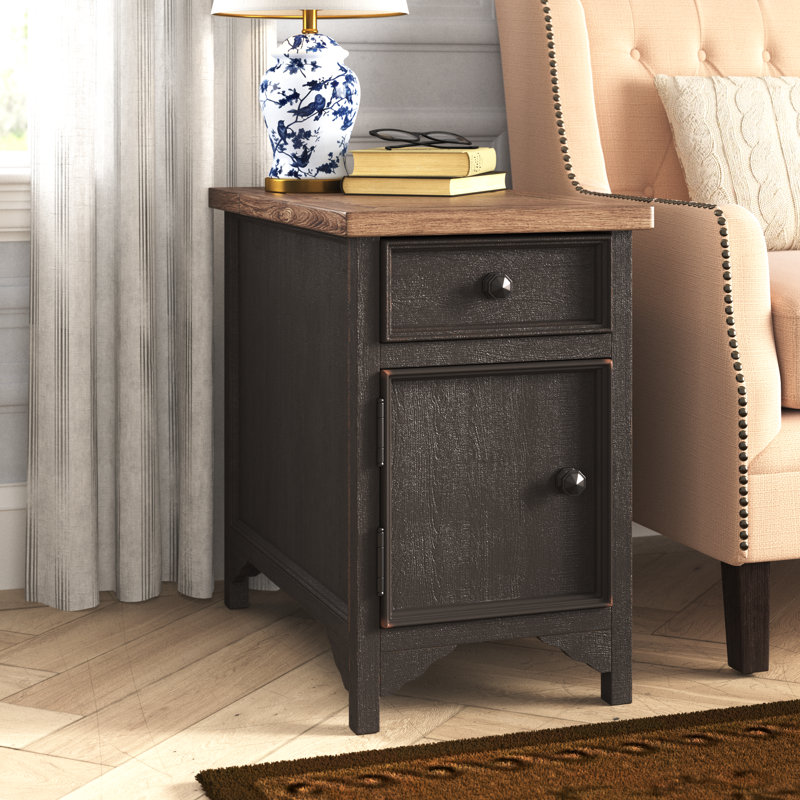 Canora Grey Salazar End Table with Storage and BuiltIn Outlets